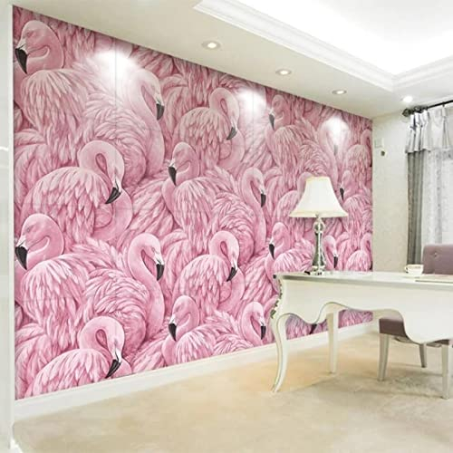 YABAOST Selbstklebendes Wandbild 400X280Cm 3D Wandtattoo Wandsticker Schlafzimmer Rosa Flamingo Muster Wanddeko Wandaufkleber Wohnzimmer Tapete Wasserdichtes Pvc Wandbild Hintergrund
