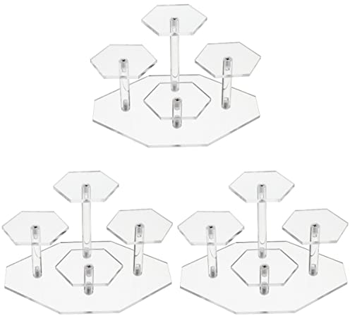 Cabilock 3 Stücke Cuake Turm Ring Sammlungen Sechseckige Uhr - Schritt Acrylfiguren Pop Halter Ständer Spielzeug Puppen für Schichtfiguren Klarer Kristall - Typ Puppet Cartoon Mehrschritt