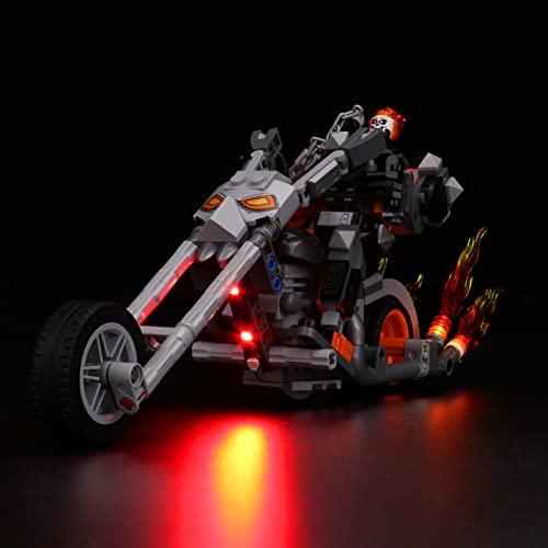 BrickBling Led Licht Set Kompatibel mit Lego 76245 Ghost Rider mit Mech & Bike, Dekorationsbeleuchtungsset für Ghost Rider Mech & Bike Kreative Spielzeug (Kein Modell)
