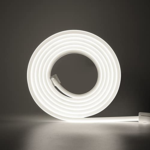 Wisada 220V LED Band 12M, 288 LEDs/m Flexible Hohe Dichte Kaltweiß 6000K CRI≥85 FCOB LED Streifen, IP65 Wasserdichte Superhell COB LED Lichtband mit Schaltstecker für Schlafzimmer, Schrankbeleuchtung