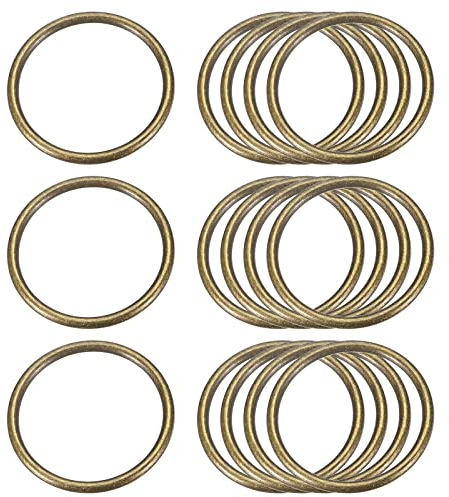 sourcing map Metall O Ringe, 15stk. 35mm (1.38) ID 3mm Stärke Mehrzweck Nicht-geschweißt O-Ring Schnalle für Handwerksgürtel Geldbeutel Tasche Hardware Herstellen, Bronzeton