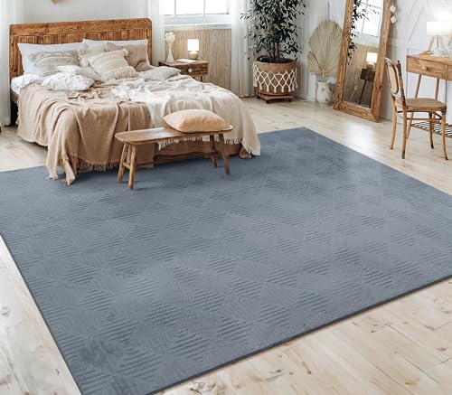 Paco Home Teppich Wohnzimmer Schlafzimmer Kurzflor Skandinavisches Boho Muster Geometrisch Rauten Motiv Einfarbig Weich Modern, Grösse:80x150 cm, Farbe:Anthrazit