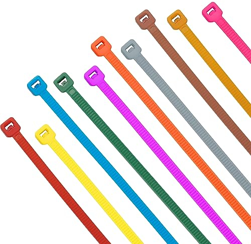 XINGO 1000 Stück farbige Kabelbinder, 20,3 cm, mehrfarbige Kabelbinder, gemischte Verpackung, 10 Farben, Kunststoff-Drahtbinder-Sortiment für Zuhause, Büro, Garten, Garage und Werkstatt