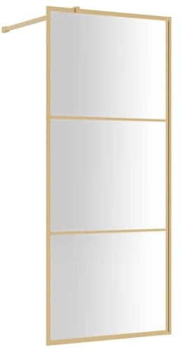 vidaXL Paroi de douche avec verre ESG transparent doré 90x195 cm, paroi de douche, parois de douche, cabine de douche, cloison de douche