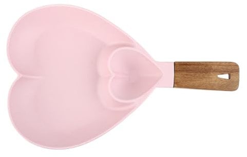 soulnioi Cuenco para patatas fritas y salsas en forma de corazón, bandeja para patatas fritas y salsas con mango de madera, bandeja para nachos, bandejas y platos reutilizables para servir fiestas