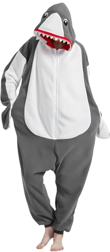 Formemory Hai Kostüm,Hai Tierkostüm Erwachsene,Hai Schüttelvlies Ganzkörper Kostüm für Cosplay,Weihnachten und Halloween,Schlafanzug Unisex(Blau, S)