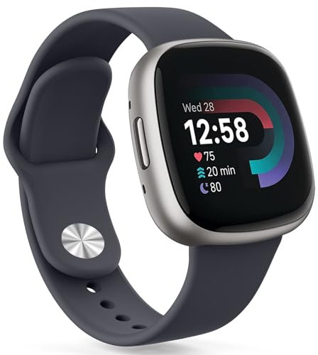 Oumida für Fitbit Versa 3 Armband/Fitbit Versa 4 Armband/Fitbit Sense Armband für Damen Herren, Silikon Armbänder Sport Ersatz Uhrenarmband für Fitbit Versa 3/Versa 4/Sense/Sense 2, Mitternachtsblau
