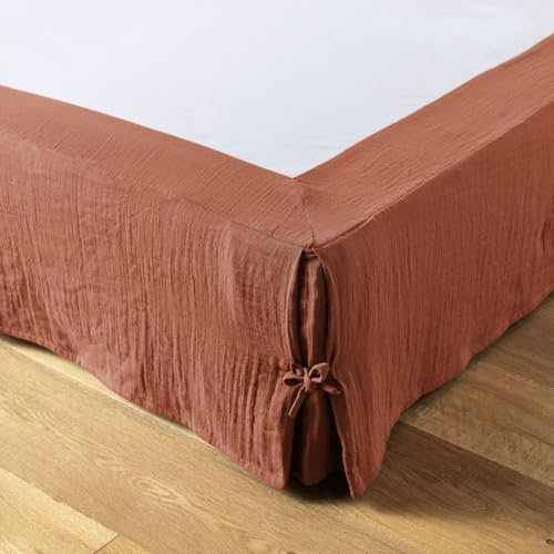Cache sommier 140x190 cm Gaze de Coton Terracotta