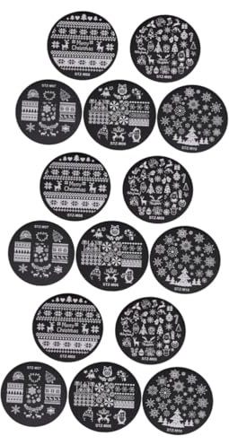 HAPINARY 15 Pcs Nail Art Stamping Plates Christmas Nail Plates Nail Stencils Nail Stamper Kit Nail Stamping Kit Snowflakes Stamping Plates Christmas Stamping Plate Nail Kits Ornament Kits