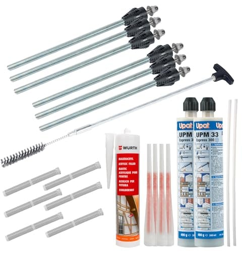 Schwerlast-Befestigung Thermax M16, 18–30cm WDVS (6X Befestigungspunkte) | Terrassenüberdachungen, Markisen & Vordächer an 18–30 cm Dämmung: inkl. 450-mm-Bohrlochbürste, Verbundmörtel, Maleracryl