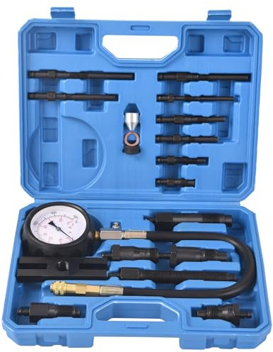 DHA Diesel Motor Kompression Prüfer Kompressionsdruckprüfer Schreiber Messgerät, Dieselmotoren Druckmanometer Kompressionsprüfer Set 1000PSI
