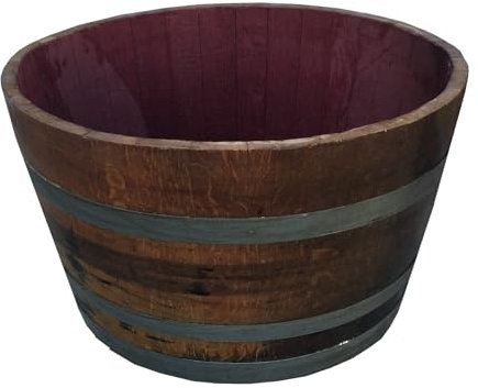 Fassl Baron gebrauchtes halbes Weinfass geölt, ohne Zubehör- D/H=70/40cm- 100 Liter Holzfass halbiert aus Eiche als Pflanzkübel oder Miniteich 100 Liter
