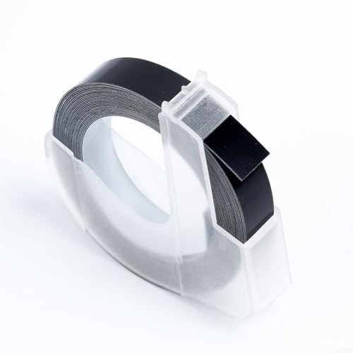Label Maker Prägeband, mehrfarbig, 9 mm x 3 m, für DYMO und für Motex-Etikettierlösungen (schwarz)