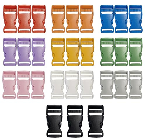 Zzcy 30PCS Fibbie Plastica 25mm Fibbia Zaino Sgancio Rapido Colorato a Fibbie Rilascio Laterale per Zaino, Bagagli, Collari di Cani (10 Colori)
