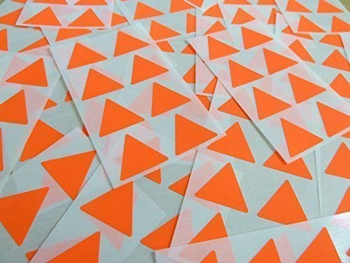 25mm (1) Dreieck Form Farbcode Sticker - Packungen mit 96 Groß Bunt Dreieckiges Klebeetiketten - 32 Farben Verfügbar - Fluoreszierend Feuerrot