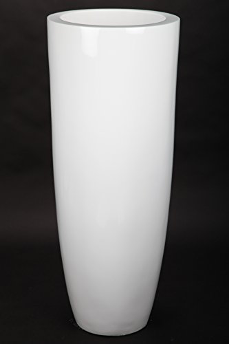 point home Blumentopf, Pflanzkübel aus Fiberglas, weiß, 91cm - für Innen