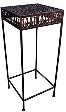 PrimoLiving Metall Blumenhocker/Beistelltisch Shabby Antik-Look braun eckig (S (P-873))