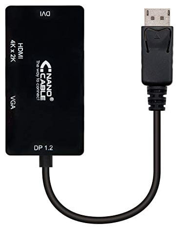 Nanocable 10.16.3301-BK - Convertisseur DisplayPort vers SVGA/DVI/HDMI, 15cm