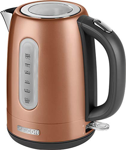 SENCOR SWK 1776GD Wasserkocher aus Edelstahl mit abnembarem Filter (2150 Watt, Volumen 1,7 L) metallic braun