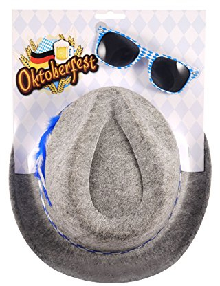 labreeze Boys Girls Beer Festival Hat Sunglasses 2 pc Grey Set Fancy Dress Party Wear