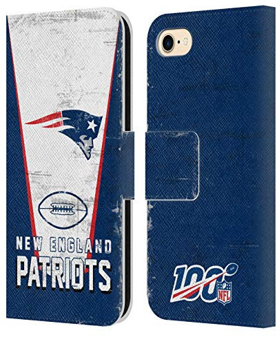 Head Case Designs Offizielle NFL Banner New England Patriots Logo Art Leder-Wallet-Hülle Kompatibel mit Apple iPhone 7/8 / SE 2020 & 2022