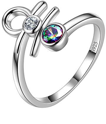 Aurora Tears Waage Ring Zodiac verstellbare Ringe 925 Sterling Splitter Mystic Rainbow Topaz Konstellation offener Ring Horoskop Schmuck für Frauen und Mädchen DR0087T