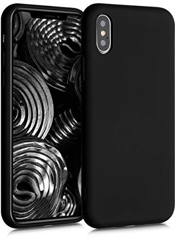 kwmobile Hülle kompatibel mit Apple iPhone XS Hülle - gummierte TPU Silikon Handyhülle - Schutzhülle für kabelloses Laden - Case in Schwarz matt