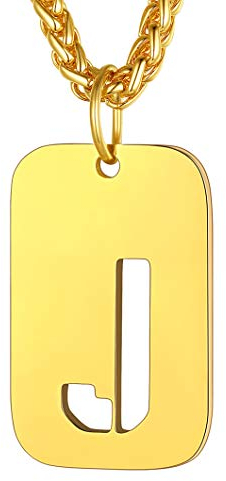 Richsteel Edelstahl anhänger Jungen Erkennungsmarke anhänger mit Buchstabe J Symbol Punk Style Alphabet Kette