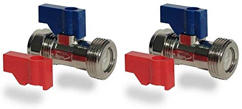 Aumix 15mm x ¾ inch Straight Washing Machine/Dishwasher Isolation Valve with Built in Non-Return Check Valve x2