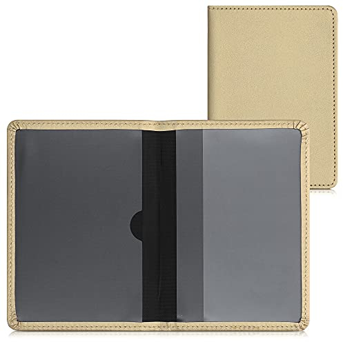 kwmobile Funda para permiso de circulación coche de cuero sintético - Con espacio para tarjetas 9.2 x 13 CM doblado - dorado