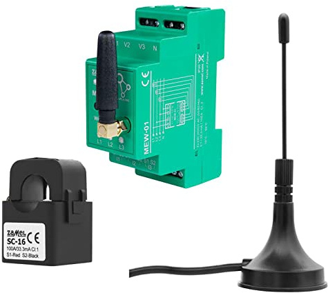 SUPLA Energiemonitor 3 Phasen WiFi Energiezähler Mit Externer Antenne Energiemessgerät Stromüberwachung MEW-01/ANT-1F Kunststoff Metall