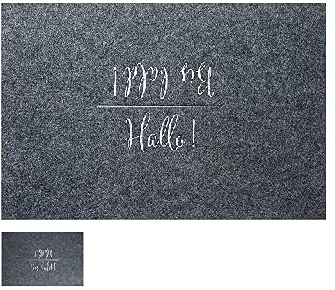 Cepewa Fußmatte Indoor mit Spruch │ Hallo/Bis Bald │ Filz 60x40cm grau │ Fußabstreifer Schmutzfangmatte (1 x Fussmatte Hallo)
