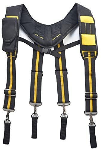 Heavy Duty Work Suspenders Heavy Duty Work Suspenders Tool Belt Braces w/Phone Pencil Slot Electrician Work Suspension Rig Tool Belts for Work
