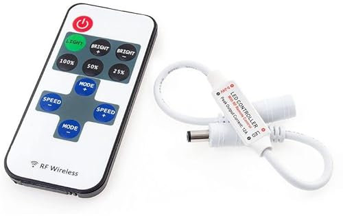 LumenTEC 4A LED Fernbedinung Controller für Einfarbige LED Streifen, RF Dimmer Controller für alle DC 12V Einfarbige LED Lichtstreifen 5050 3528 2835 5630 LED Streifen