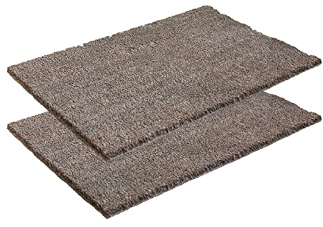 Carpido rutschfeste Kokosmatte - 40 x 60 cm - 2er Set Grau - Nachhaltige Naturfaser für den überdachten Außenbereich - 100% Kokos Fußmatte - Türmatte Eingang