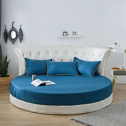 Yudeyu Rundes Bett Spannbettlaken Alle Baumwollstoffe Tagesdecke einzelne Schicht Für alle Jahreszeiten geeignet Matratzenschoner Bettlaken bettwäsche (Farbe : C01, Größe : Diameter 1.8m)