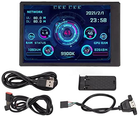 Für Computer Sekundärbildschirm, AIDA64 PC CPU RAM Datenanzeigemonitor, 3,5 Zoll IPS USB Bildschirm, USB Typ C Schnittstelle für PC ARGB Computer, 360 ° -Drehung