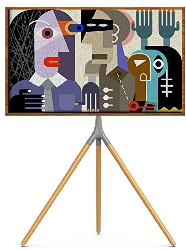 UPGRAVITY Easel TV Stand with Tripod Base for 45-65 inch LED LCD OLED Flat Screens, 180°Swivel TV Floor Stand for Apartment, Bedroom, Studio - Height Adjustable Portable TV Stand w/Cable Ties, Gray