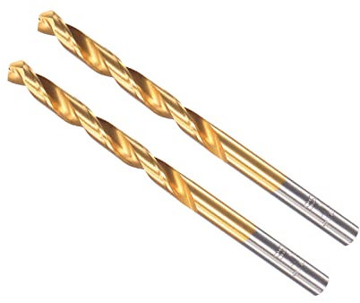CoCud Forets Hélicoïdaux, 5.7mm Forage Diamètre, Titane Enduit Haute Vitesse Acier 6542 Droite Ronde Queue - (Applications: pour Inox Acier Alliage Métal), 2 pcs