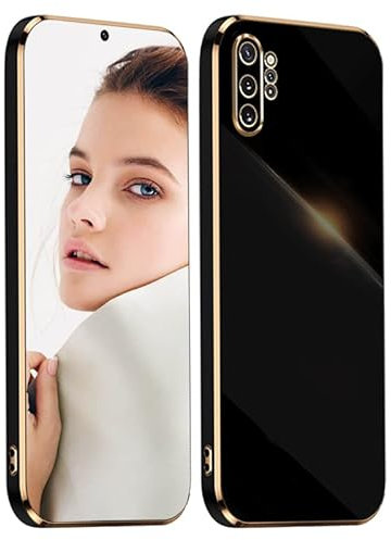 ATISIJIE Hülle für Samsung Galaxy Note 10 Plus / Note10+ Handyhülle, Ultradünn Galvanisiertes Weiches Kieselgel Kratzfeste TPU Handyhülle, Einfaches Stilvoll Shiny Schutzhülle Cover Case Schwarz