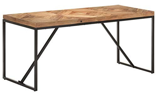 MOONAIRY Esstisch, Esszimmertisch, Baumkantentisch, Dining Tables, Esszimmermöbel, Küchentisch, 160x70x76 cm Massivholz Akazie und Mango