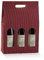 Generico 5 Scatole PORTABOTTIGLIE da 3 posti 27x9x38.5 cm con Finestre | 5 PORTA BOTTIGLIE 3 VANI CON MANICO MATRIMONI EVENTI SPECIALI (Onda Bordeaux)