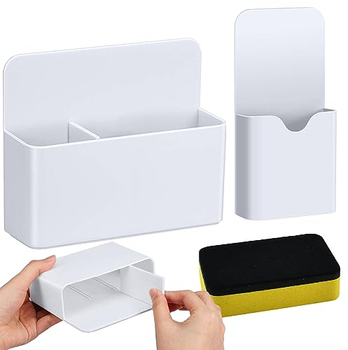 NOCHME Stifthalter Magnetisch 2 Stück mit Extra Whiteboard-Reinigungsschwamm Magnet Stift Halter für Kühlschrank, Whiteboard, Buch Notenständer zu Hause, Büro, Schule