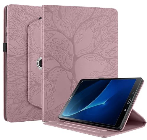 Succtopy Funda para Samsung Galaxy Tab A6 2016 10.1 Pulgadas SM-T580/SM-T585 Rotación de 360 Grados Carcasa con Función de Soporte PU Protectora Tableta Cover Galaxy Tab A6 10.1 2016 Oro Rosado