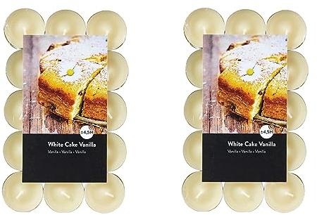 Teelichter Duft 2x30 Stück (60 Teelichter) - Brenndauer: 4,5 Std., Rußfrei - für Windlicht, Teelicht-Glas, Kerzenständer - Weihnachten, Geschenk, Deko, Hochzeit, Gastro (Elfenbein - Duft: Vanille)