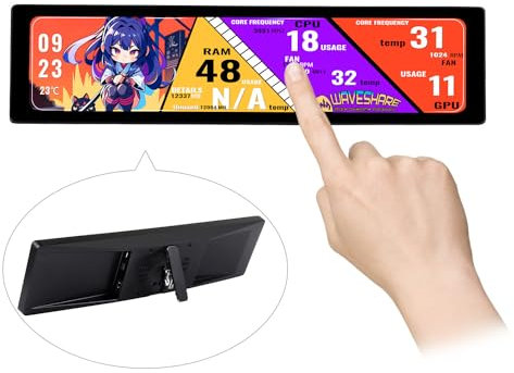 Waveshare 11.9inch IPS Touch Screen, 320x1480 Pixel, Toughened Glass Panel, HDMI Interface, with Hi-Fi Speaker, Collapsible Stand&Metal Case, for Raspberry Pi Screen also for Jetson Nano/Core3566/PC