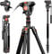 JOILCAN Treppiede Video da 183cm, Treppiede in Alluminio con Testa Fluida a 360° & +90°/-70° per Fotocamera DSLR/Videocamera, Treppiede Fotocamera Monopiede con Piastra QR, Carico Massimo 33 libbre