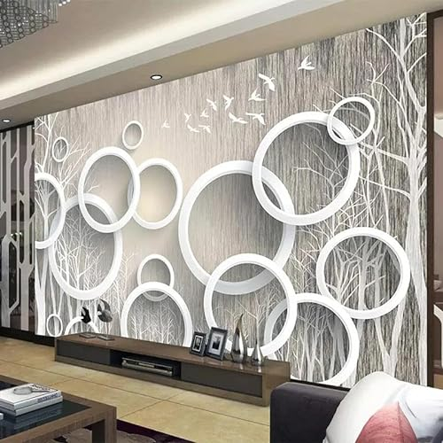 XINRUYI 3D-Tapete Fototapete Tapete grau geometrische Kreise Wohnzimmer Schlafzimmer TV-Wandaufkleber