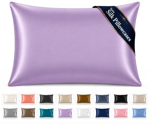 Pamposh Satin Silk Pillowcases For Hair And Skin 4 Pack Standard Size with Envelope Closure (4 Pcs Pillowcases (50 x 75 cm), Purple)