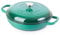 Shallow Cast Iron Casserole with Lid – Non Stick Dutch Oven Pot, Oven Safe up to 500° F – Sturdy Ovenproof Stockpot Cookware – Enamelled Cooking Pot – Dark Green, 3L, 30cm – by Nuovva